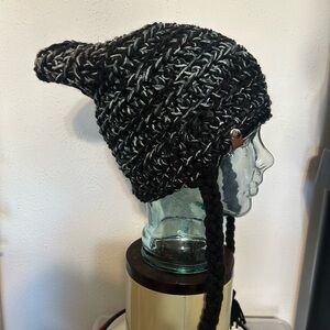 Handmade Black and Gray Knit Beanie